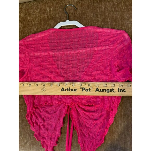 Pink Sheer Textured Cropped Top W/Drawstring Y2K 90s - Picture 5 of 6